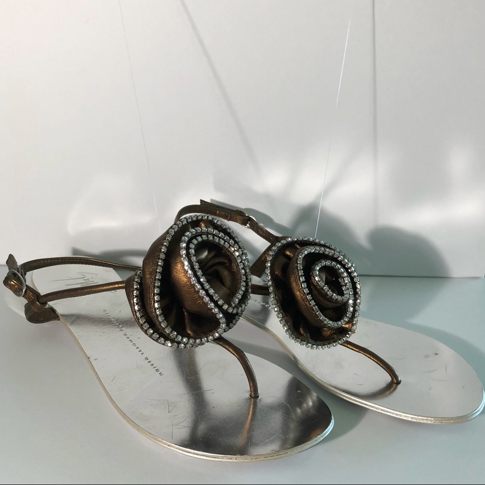 Giuseppe Zannoti brown flower flats